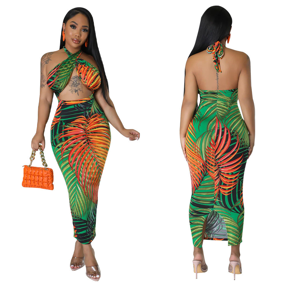 Sleeveless strap backless dress