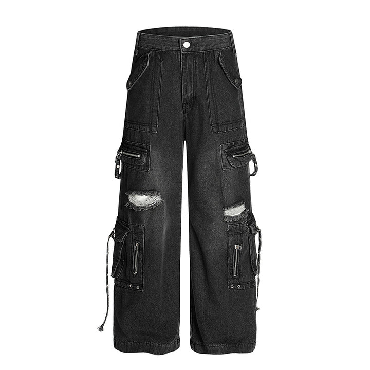 Multi pocket ripped workwear jeans
