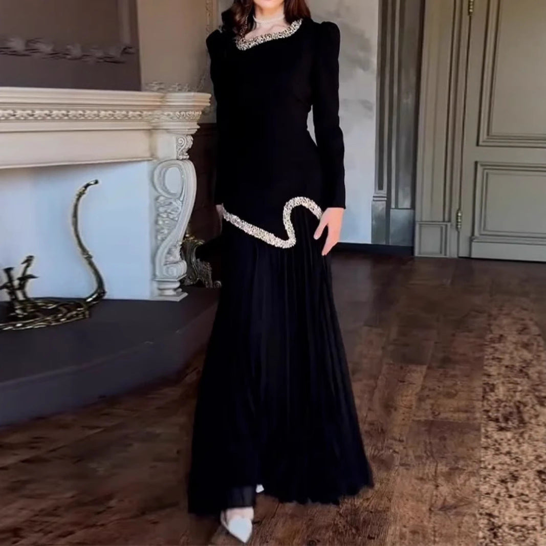 Sexy Rhinestone Pleated Dress