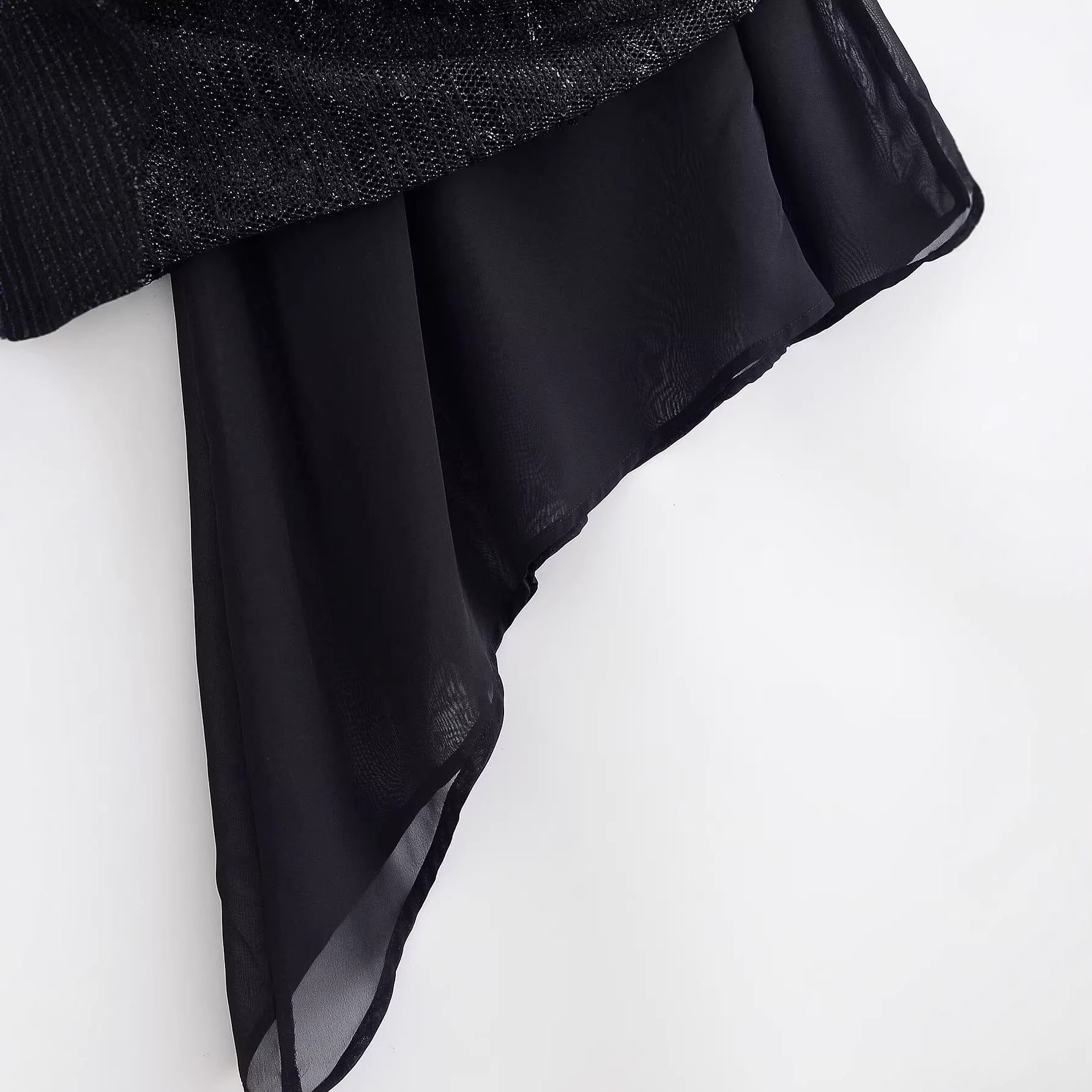 Asymmetric pearl embellishment dress
