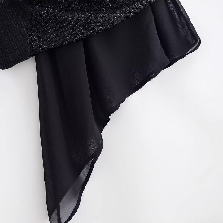 Asymmetric pearl embellishment dress