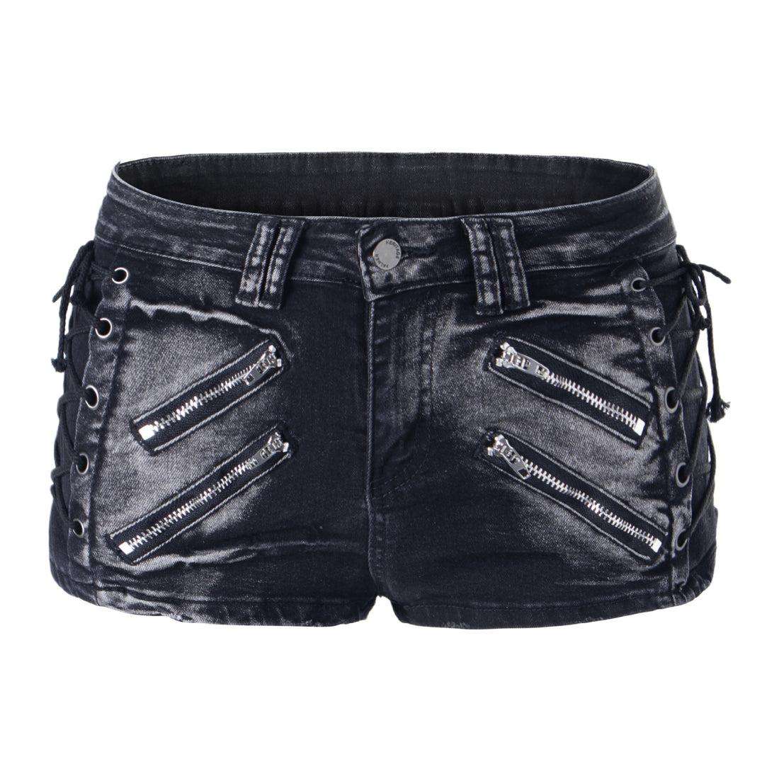 Strap zipper low waisted jeans for women