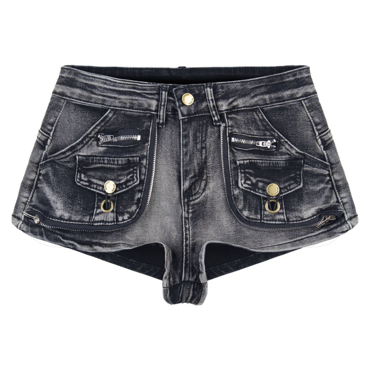 Washed and worn low rise jeans for women