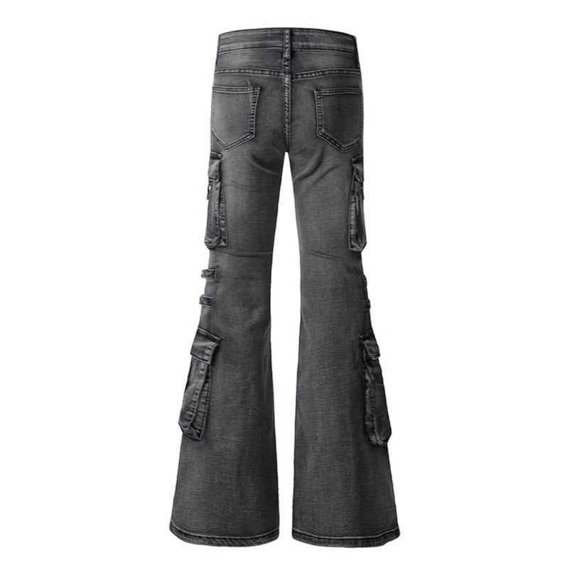 Multi pocket low waist jeans