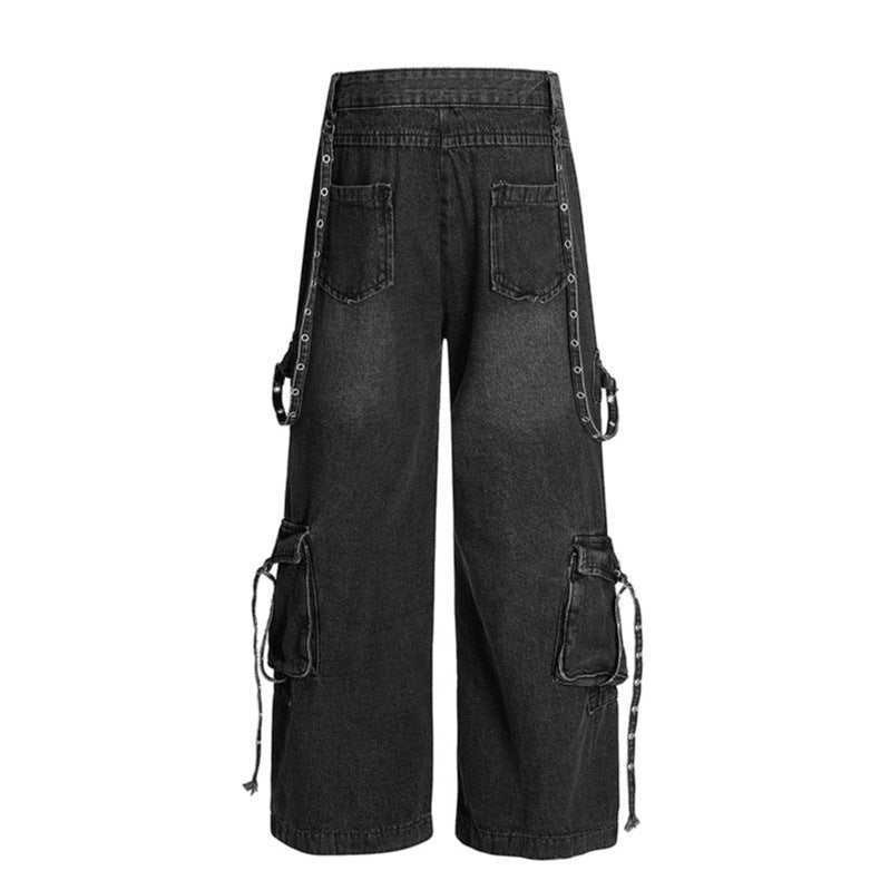 Multi pocket ripped workwear jeans