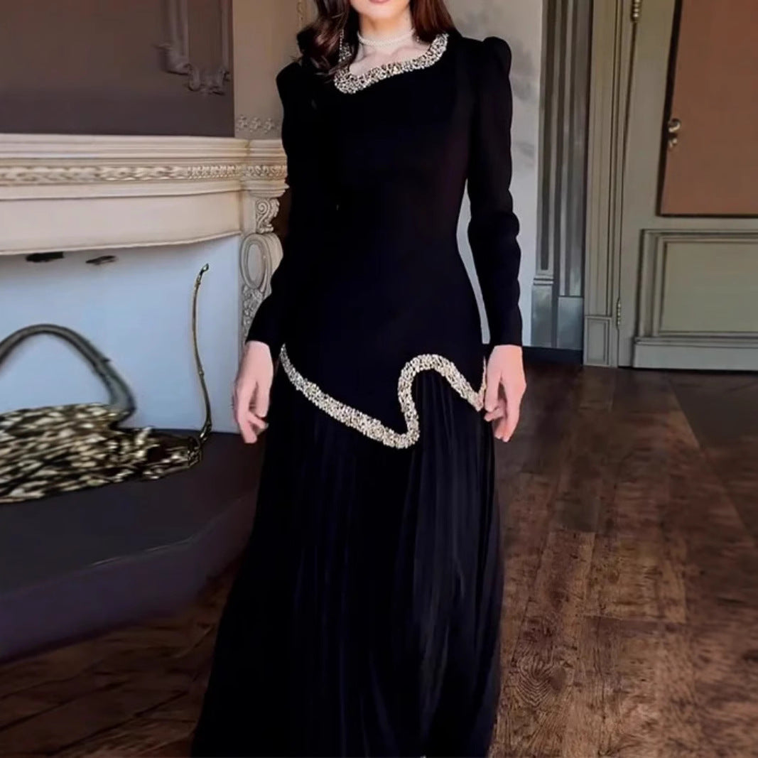 Sexy Rhinestone Pleated Dress