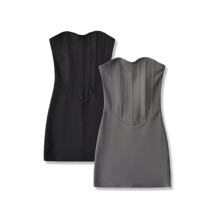 Fishbone strapless dress