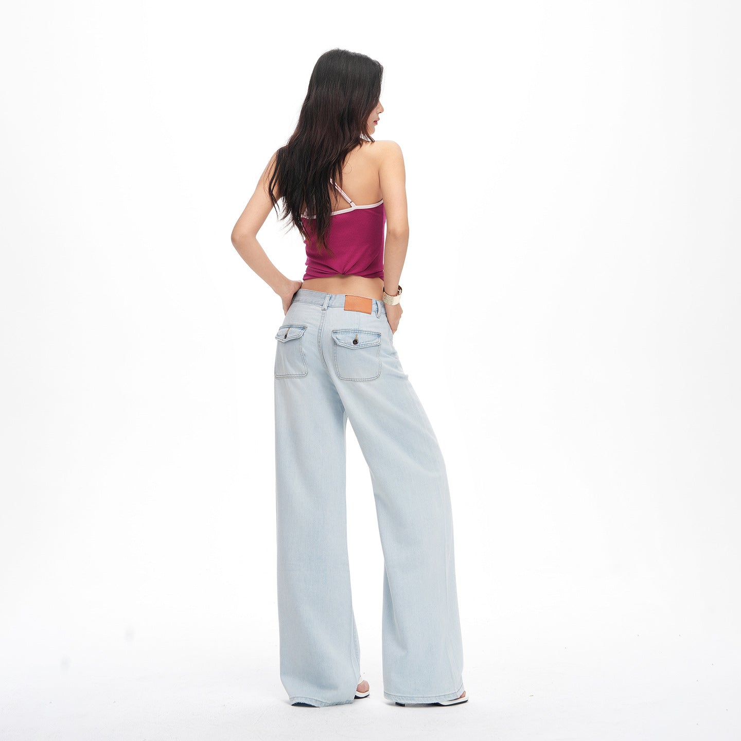 Light Blue Tencel Wide-Leg Jeans Women