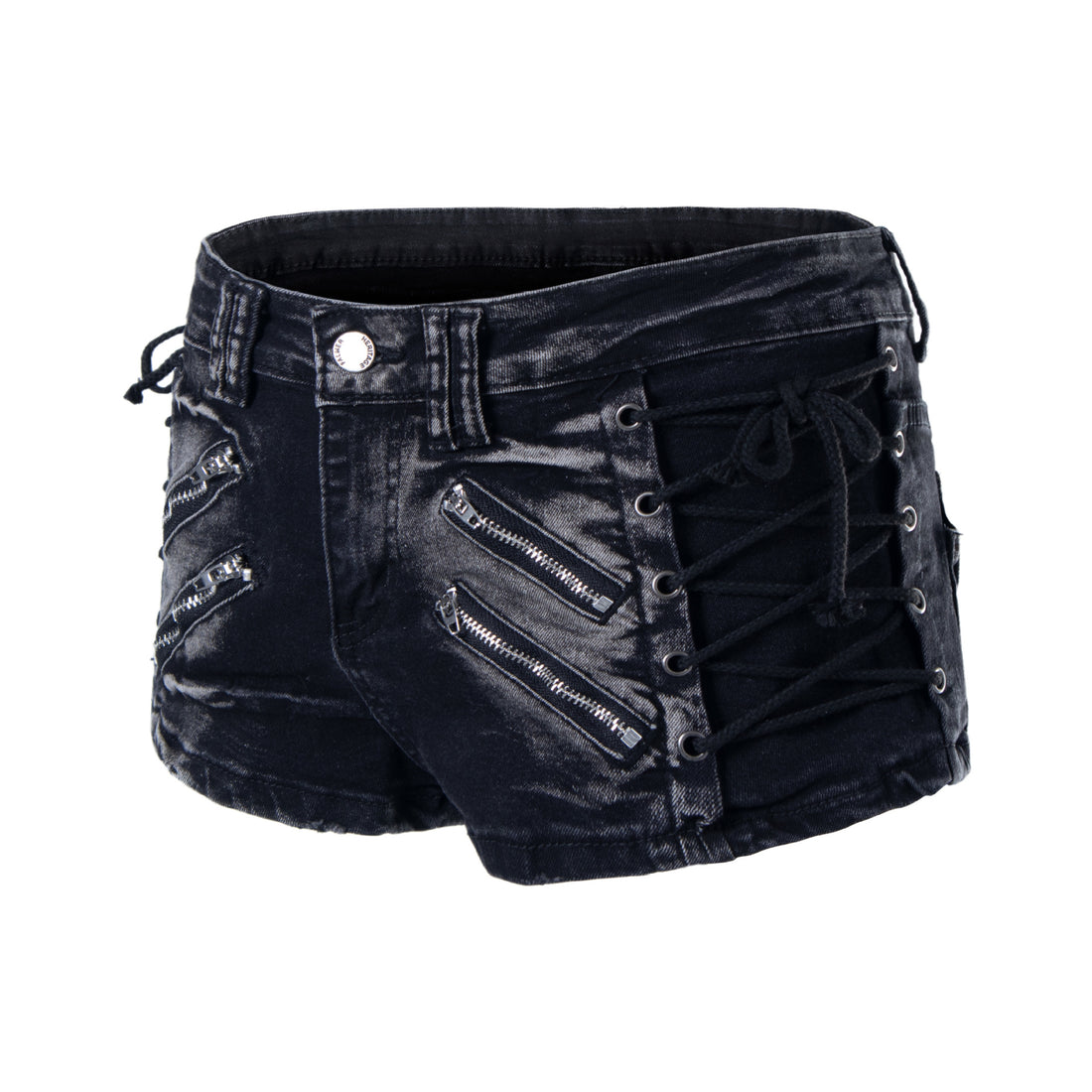 Strap zipper low waisted jeans for women