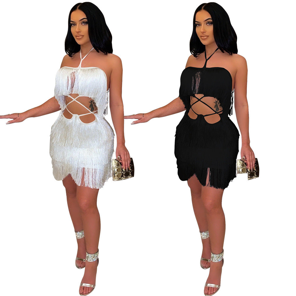 Strap tassel dress for women