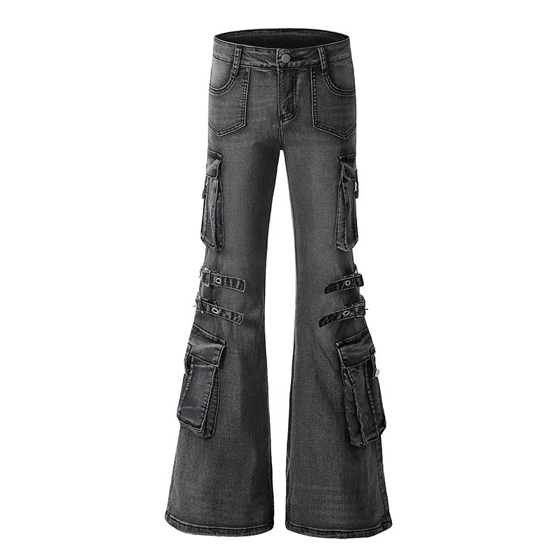 Multi pocket low waist jeans