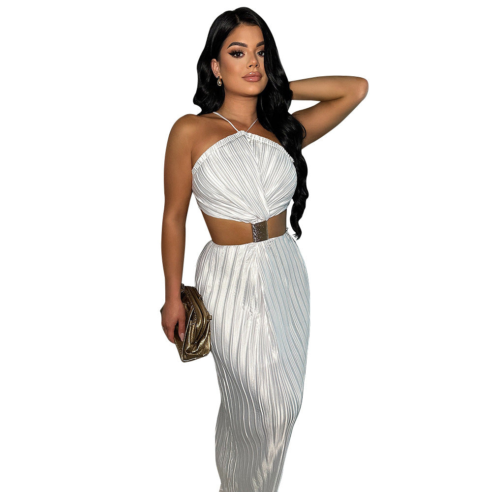 Lace up slit dress