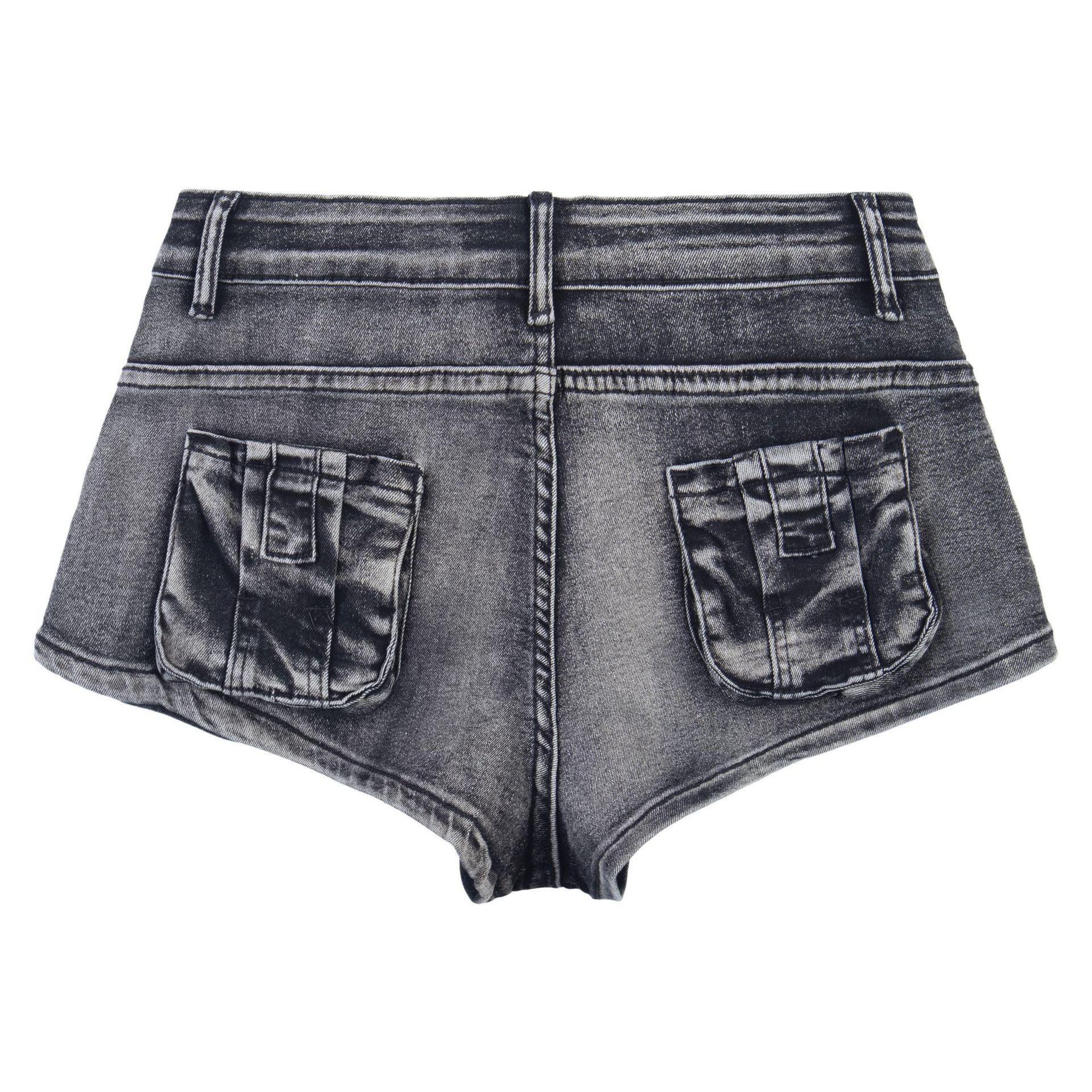 Washed and worn low rise jeans for women
