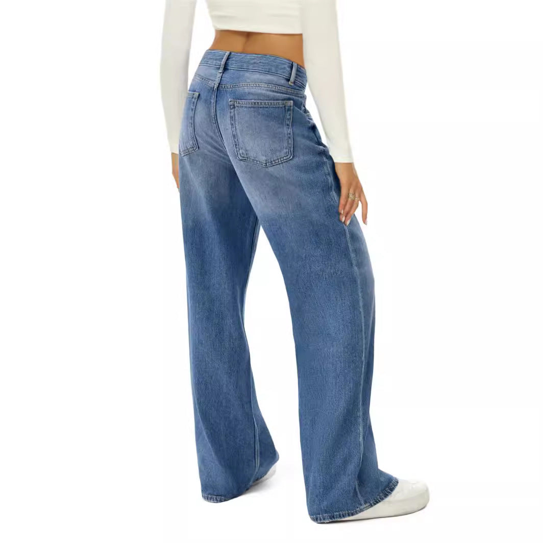 Loose wide leg jeans for women