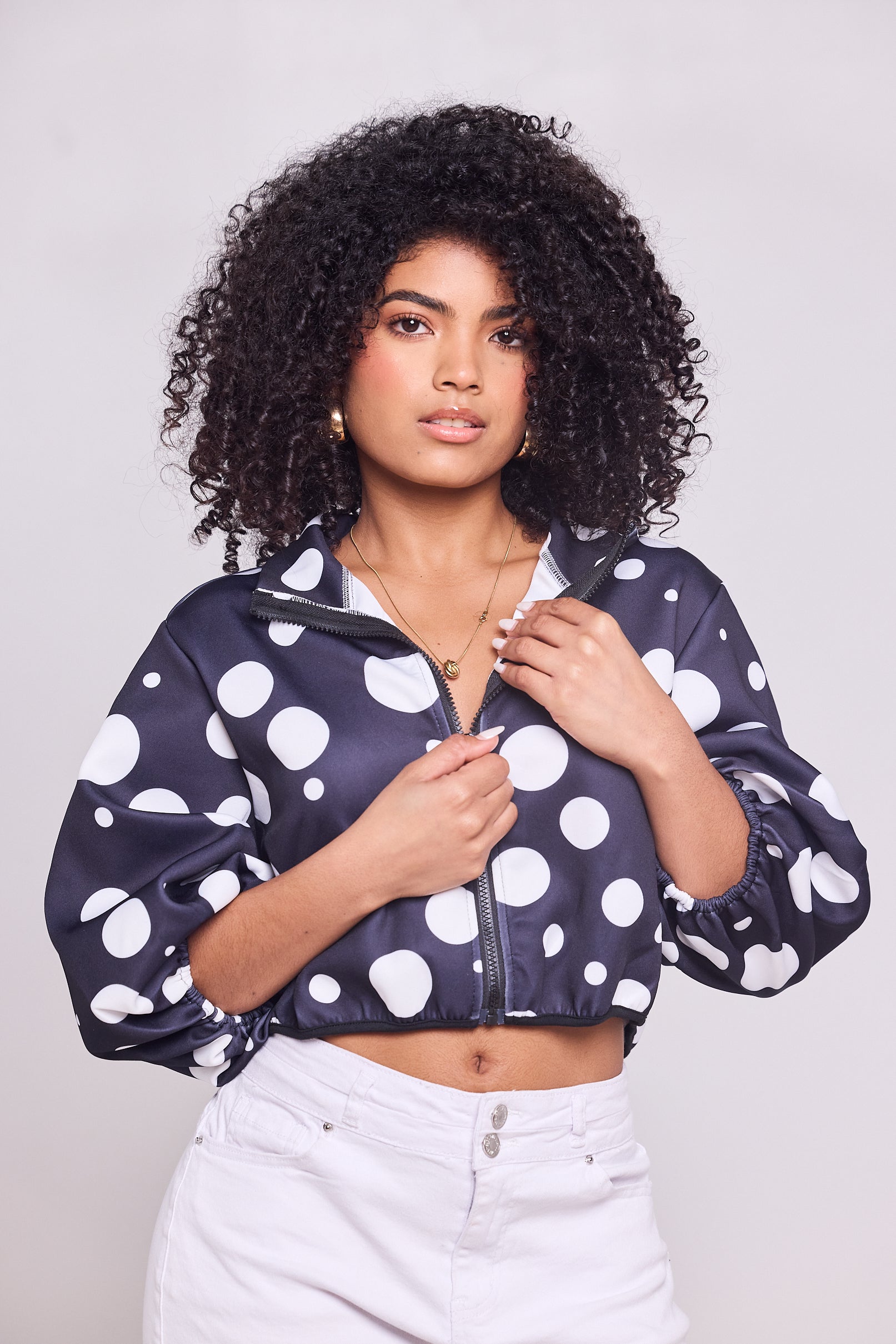 Polka Dot Cropped Jacket