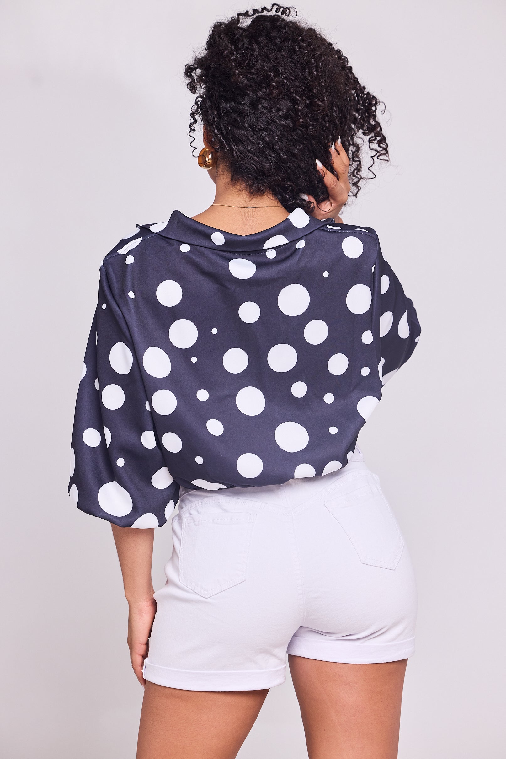Polka Dot Cropped Jacket