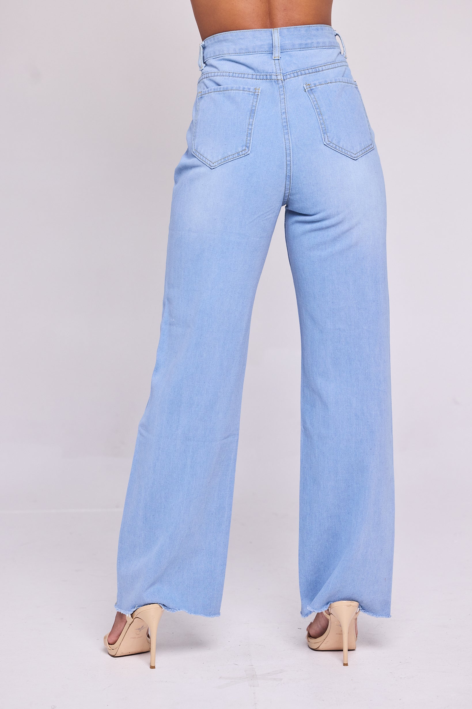 Skyline Distressed Wide-Leg Jeans