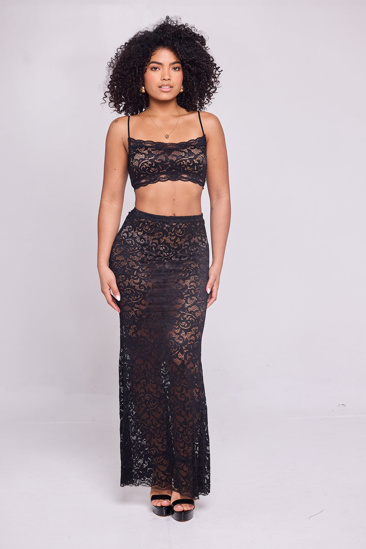 Midnight Allure Lace Two-Piece Set