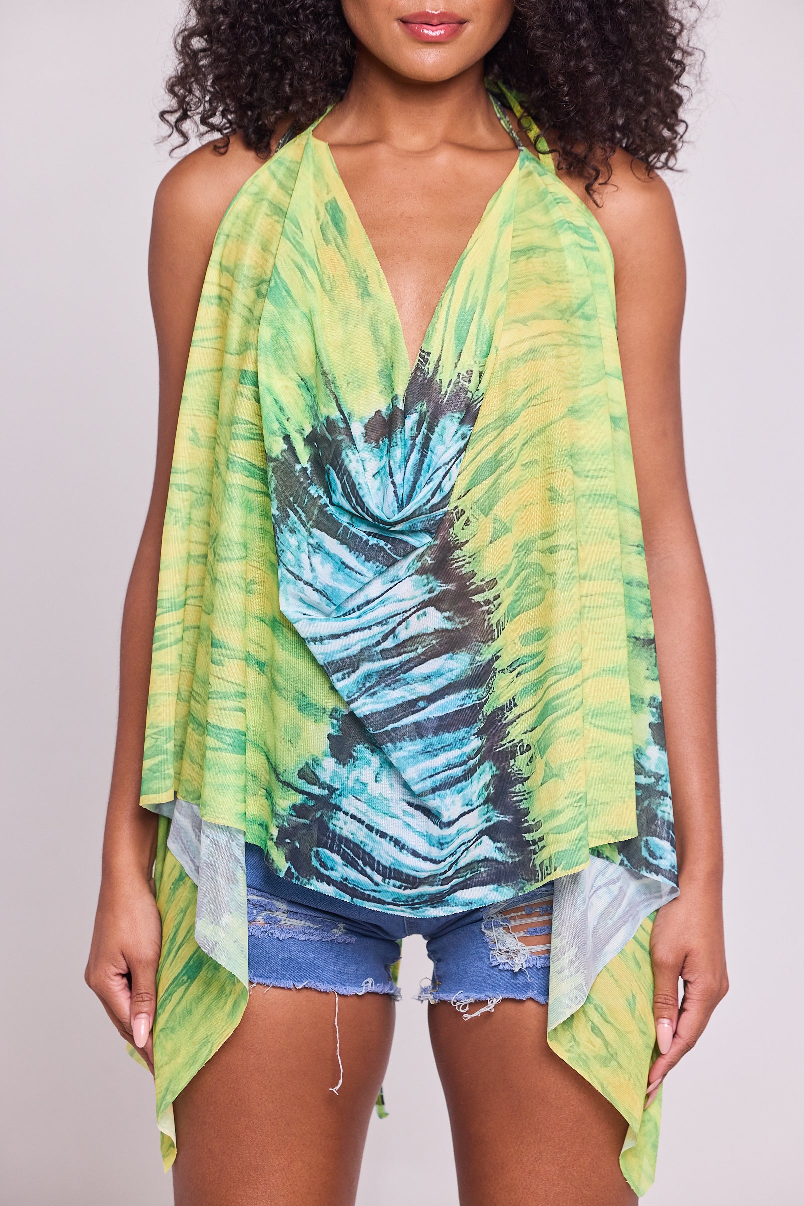 Tropical Waves Tie-Dye Top