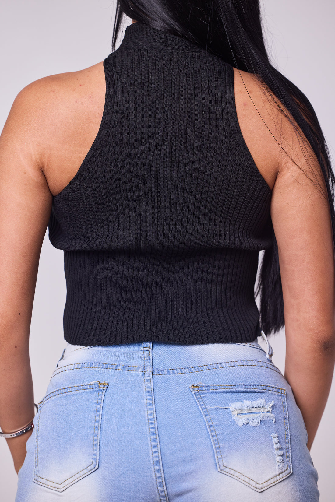 Sleek Cross Halter Knit Top