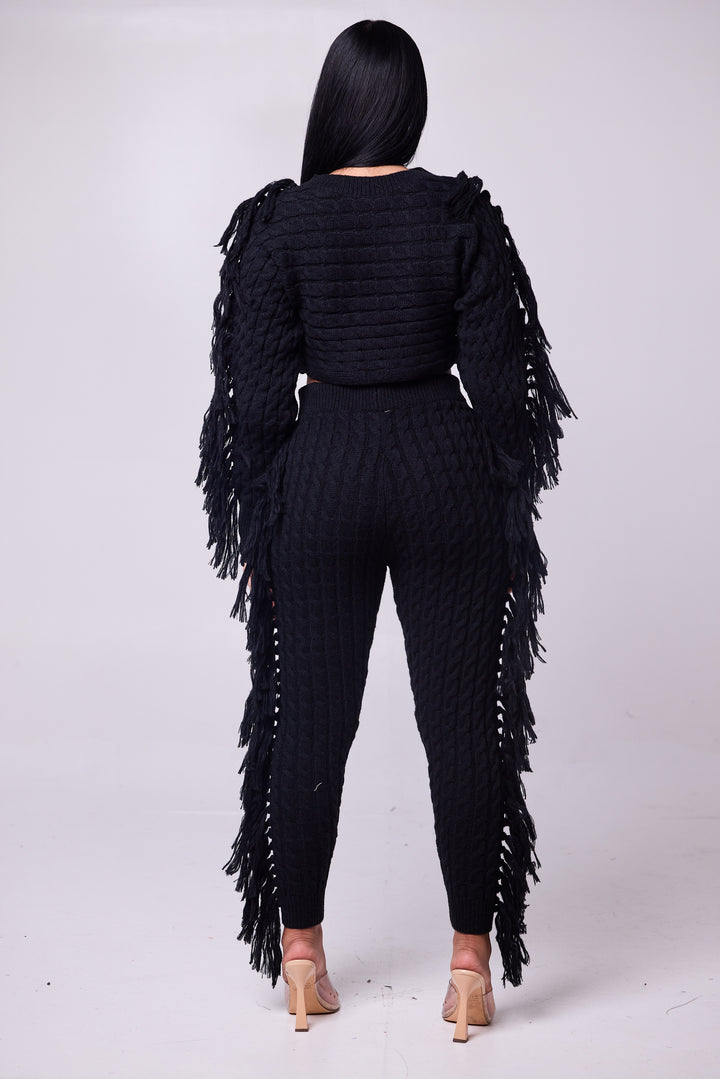 Midnight Fringe Knit Set