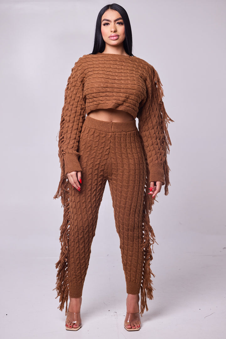 Midnight Fringe Knit Set
