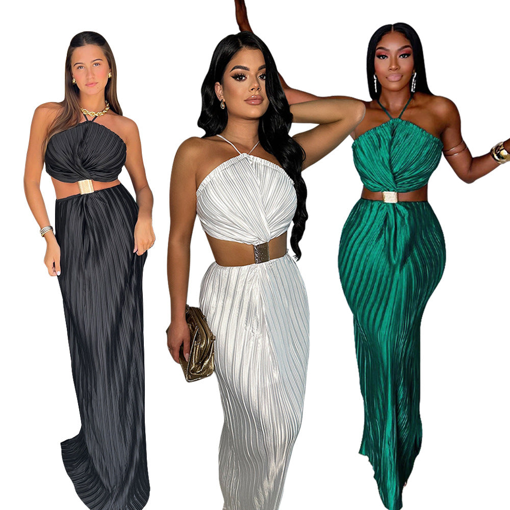 Lace up slit dress