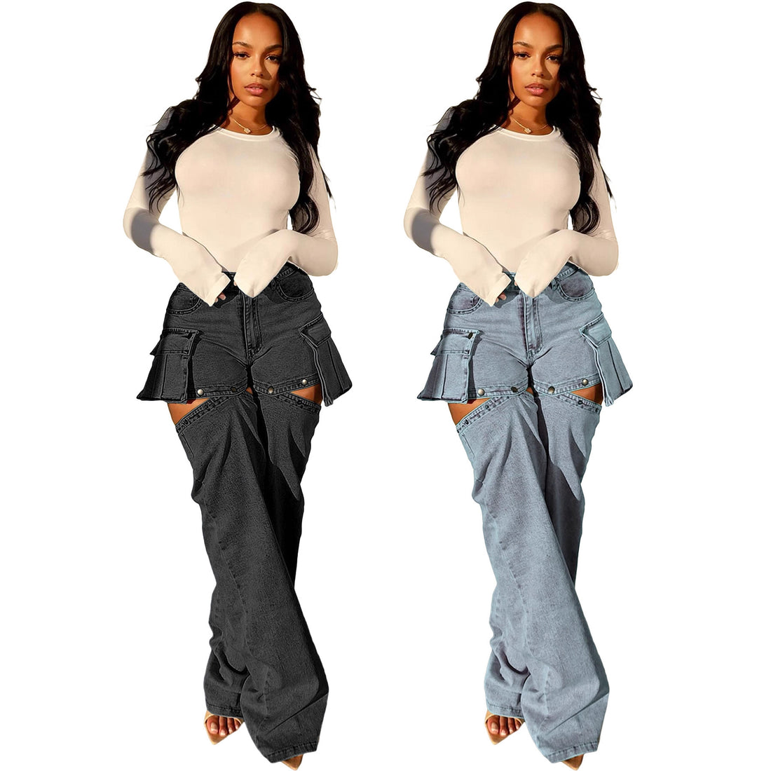 Fashionable Casual Women's Jeans with Dual-Wear Design