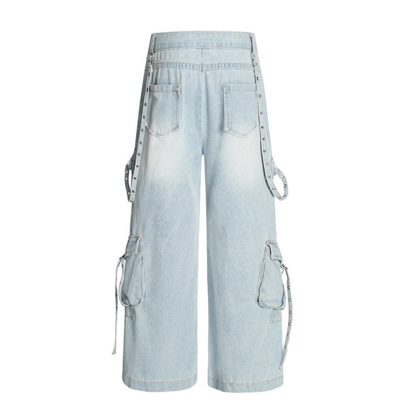 Multi pocket ripped workwear jeans