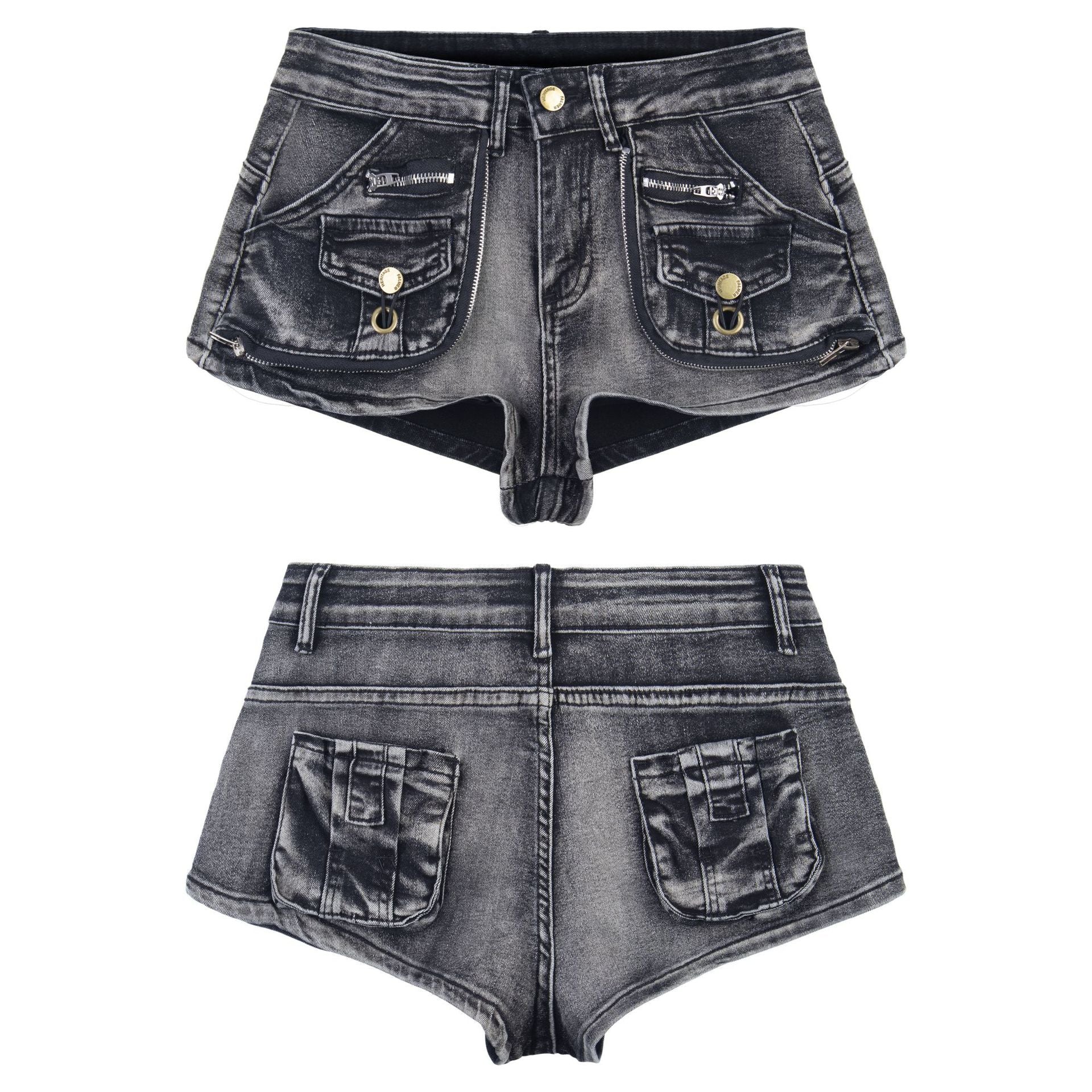 Washed and worn low rise jeans for women