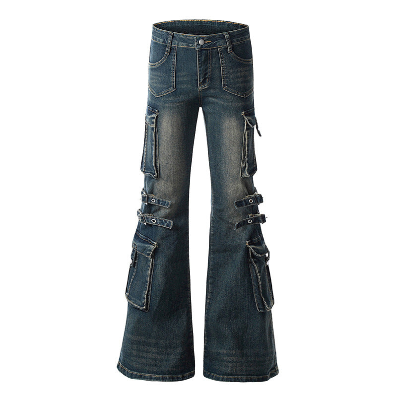 Multi pocket low waist jeans