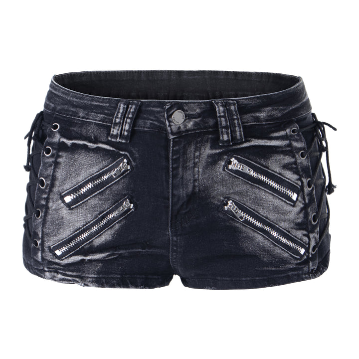 Strap zipper low waisted jeans for women