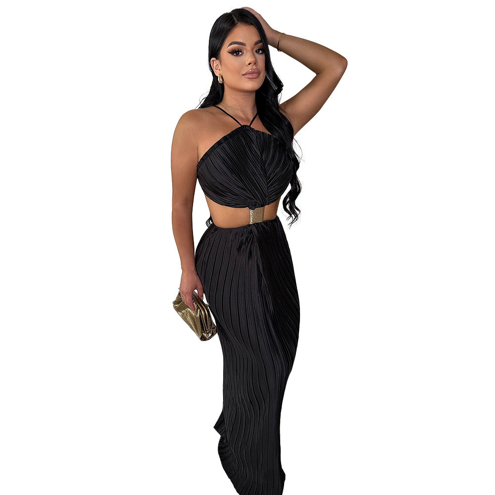 Lace up slit dress