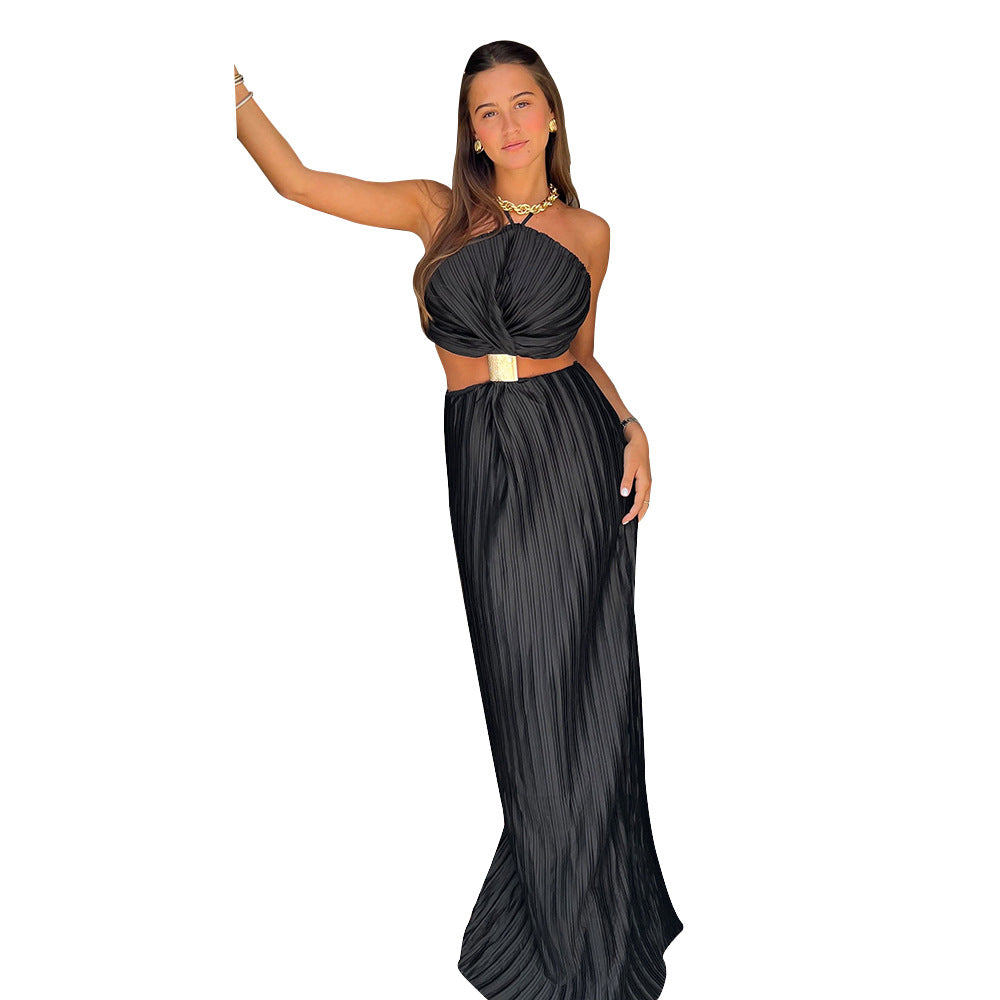 Lace up slit dress